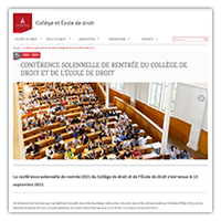 Visuel de l'article web dur la rentrée solennelle du Collège et de l'École de droit 2021